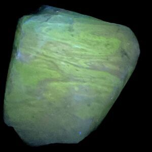 Mint Green White Frosty Swirl Art Glass Cullet Glowing Manganese Slag #5GX15